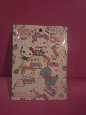 Hello Kitty 50th Anniversary Pink Blue Enamel Pin Set